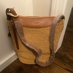 RAG & BONE Beige Belize Straw Raffia Woven Bucket Bag NWT